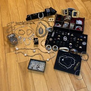 Costume jewelry many silver pieces and designer